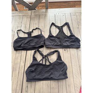 Lululemon Size 8 Lot Bundle of 3 Black Strappy Sports Bras Free To Be